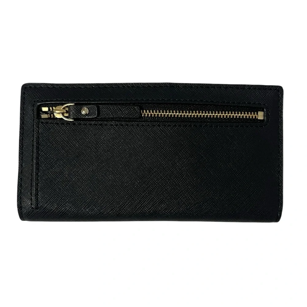 Kate Spade Laurel Way Stacy Wallet Black Jeweled Zip Around Leather